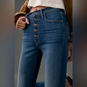 Express High Rise Button-Fly Blue Jeans